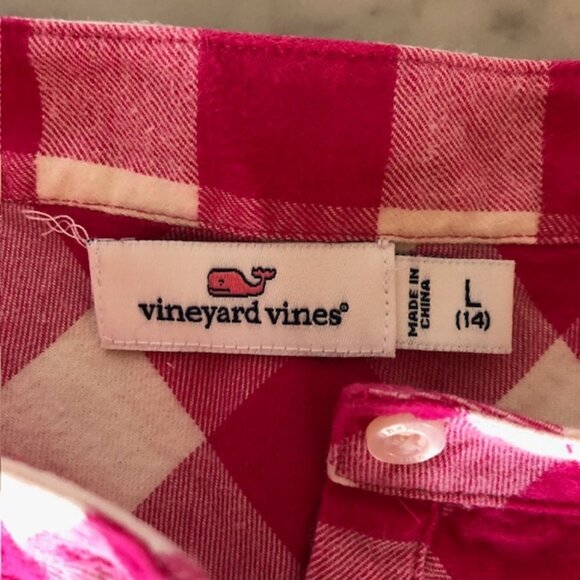 VINEYARD VINES Girls Pink Check Long Sleeve Top L - Picture 11 of 15